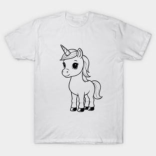 Cute Baby  Girl Horse Animal Outline T-Shirt